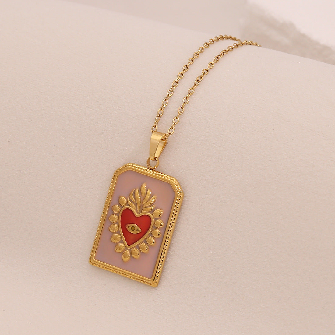 Multi-Color Love Tarot Pendant Necklace Personalized Stainless Steel Necklace N1539