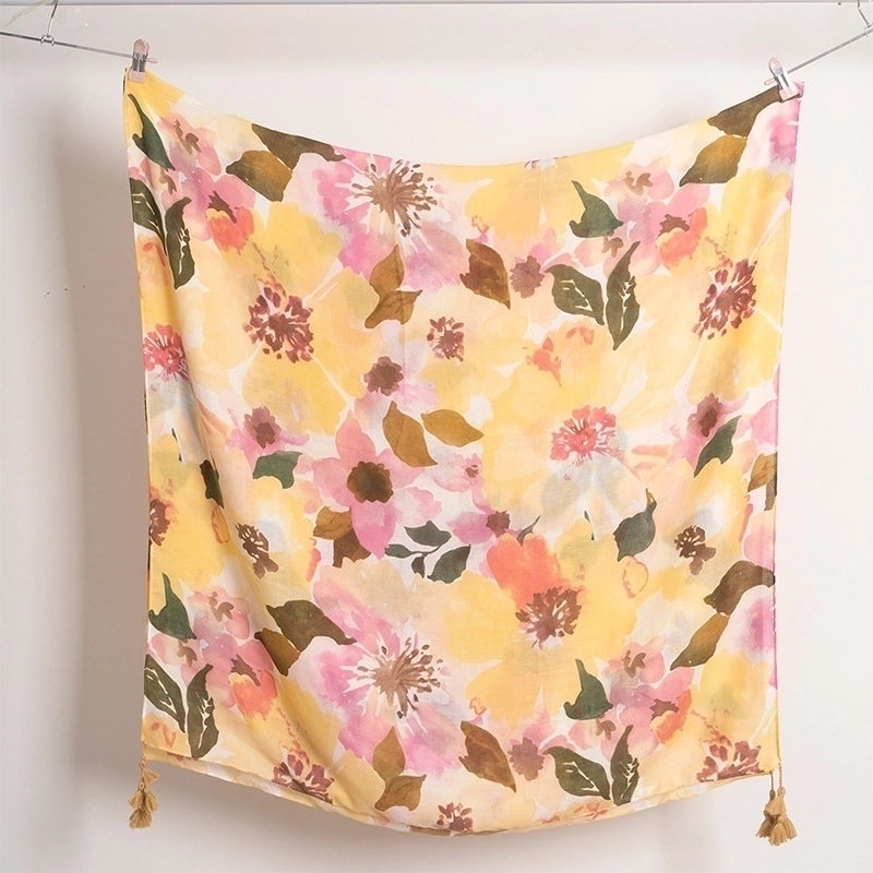 Women's Sweet Color Block Polyester Printing Scarf