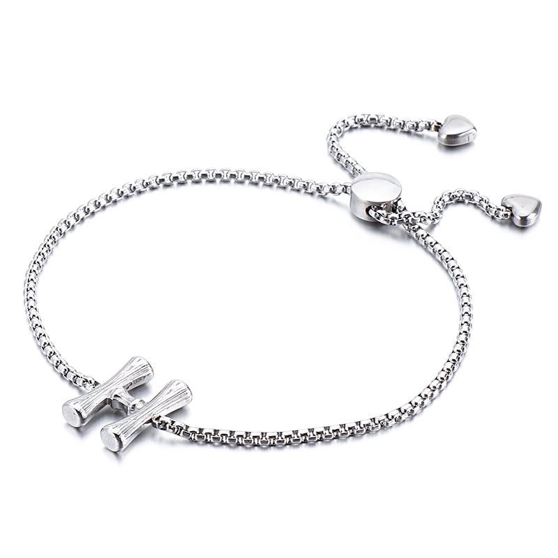 Casual Minimalist Letter Heart Shape Stainless Steel 18K Gold Plated Bracelets In Bulk
