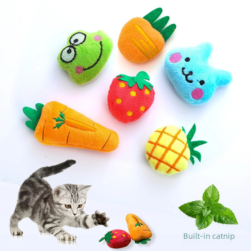 Cat Toy Catnip Fruit Animal Plush Toy Pet Toy Pineapple Strawberry Frog