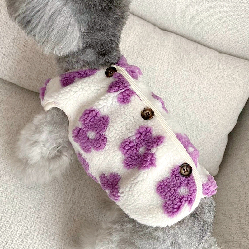 Flower Printed Warm Pet Vest