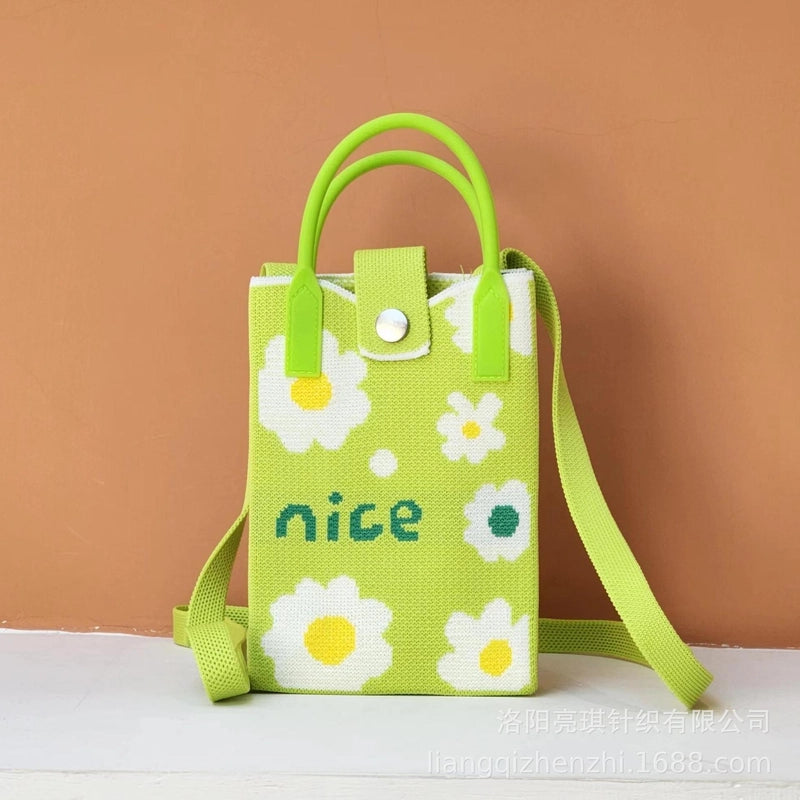 Women's Polyester Cartoon Cute Square Hidden Buckle Shoulder Bag Handbag Crossbody Bag