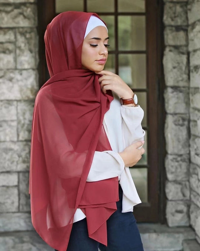 Women's Casual Elegant Minimalist Solid Color Chiffon Printing And Dyeing Hijab