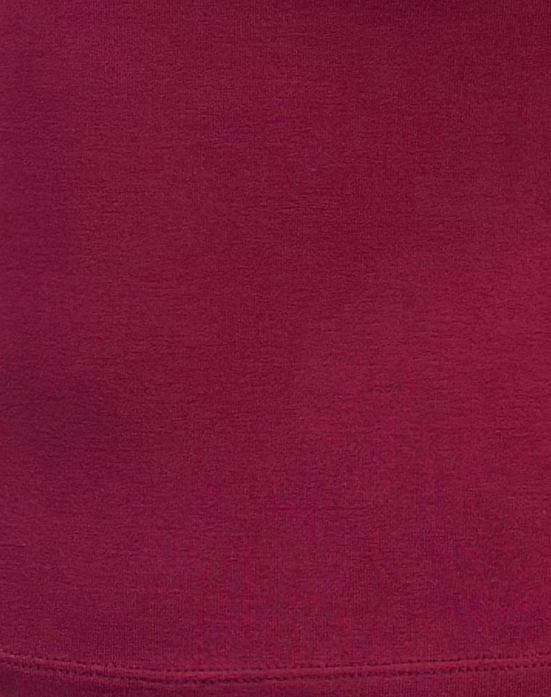 Raceline Halterneck Top in Rayon Jersey Burgundy