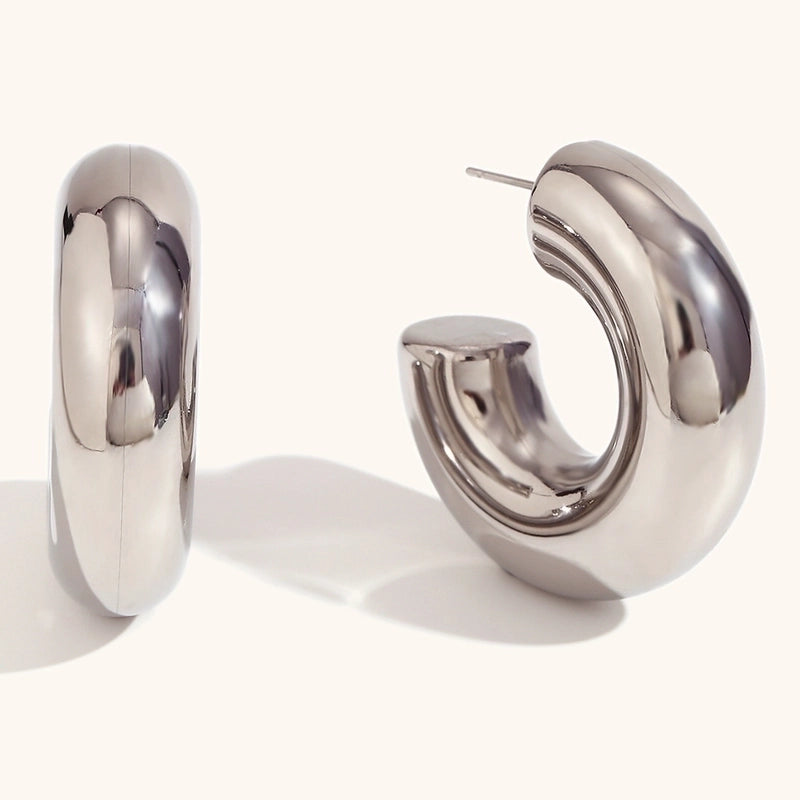 1 Pair Elegant Vintage Style C Shape Plating Stainless Steel 18k Gold Plated Ear Studs