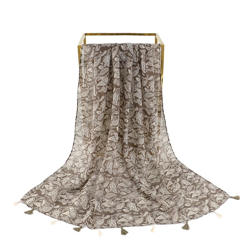 Women's Retro Color Block Polyester Printing Scarf