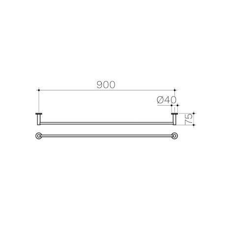 Clark Round Single Towel Rail 900mm. Matte Black