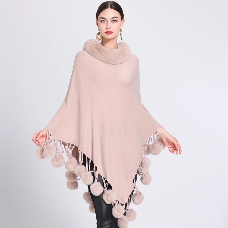 Women's Minimalist Solid Color Imitation Cashmere Polyester Tassel Shawl