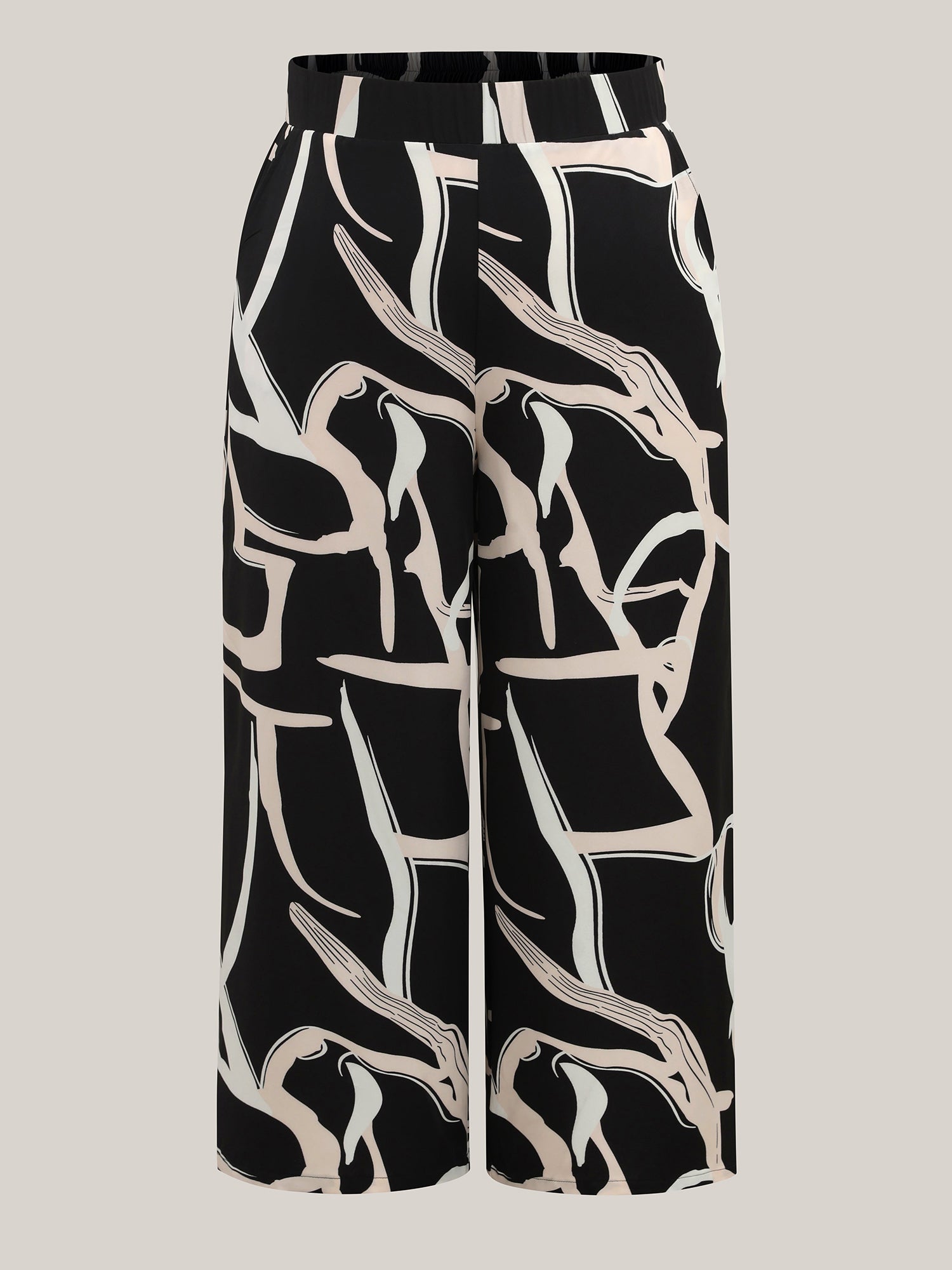 Abstract Pattern Wide-Leg Pockets Pants