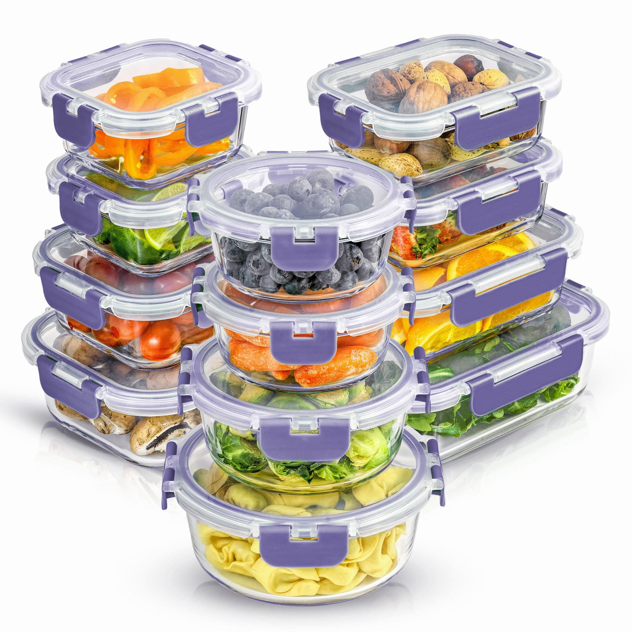 12 Piece Glass Food Storage Containers Set with Airtight Lids