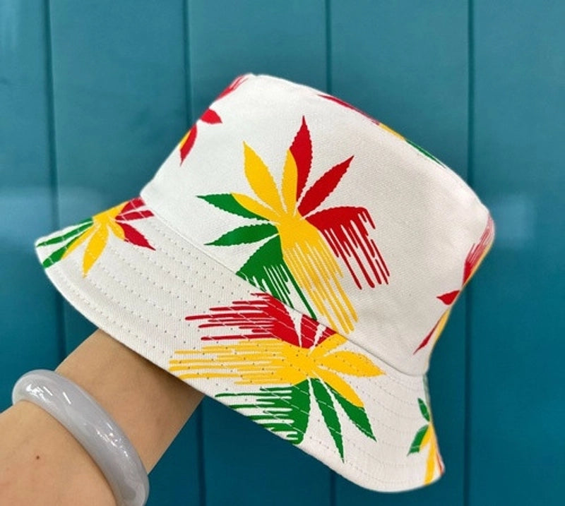 Unisex Casual Minimalist Plant Printing Wide Eaves Bucket Hat
