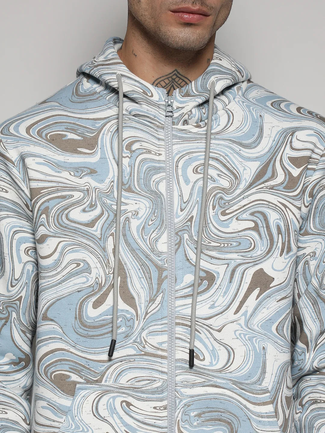 Contrast Fluid  Front Hoodie