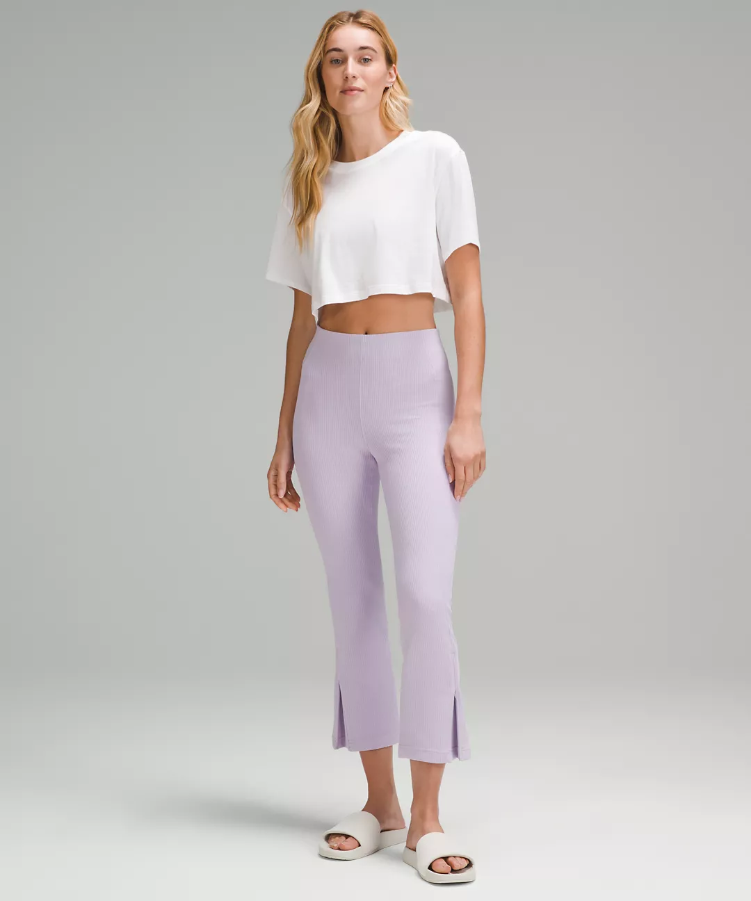 Ribbed Softstreme Zip-Leg High-Rise Cropped Pant 25