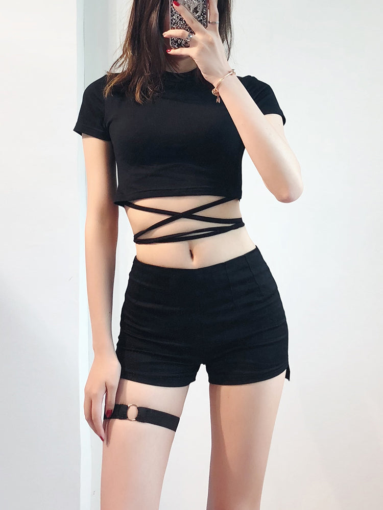 Punk high waist shorts  KF81013