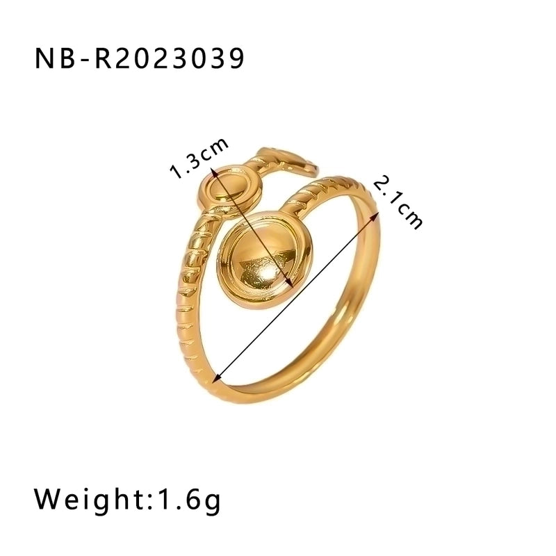 Stainless Steel 18K Gold Plated IG Style Basic Minimalist Plating Four Leaf Clover Heart Shape Flower Open Rings