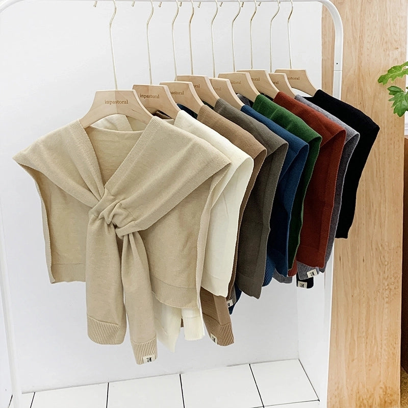 Unisex Casual Sweet Solid Color Knit Shawl