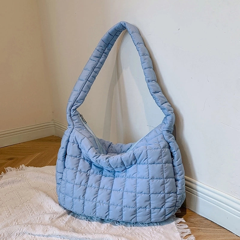 Women's Nylon Solid Color Basic Pillow Shape Zipper Shoulder Bag Crossbody Bag
