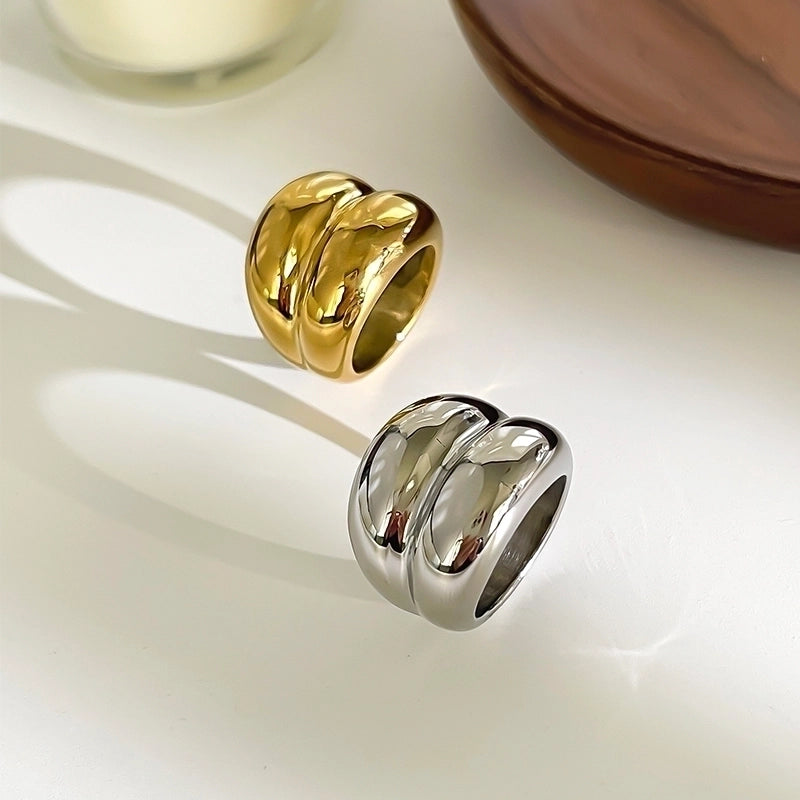 Hip-Hop Minimalist Classic Style Solid Color 316L Stainless Steel  18K Gold Plated Plating Rings