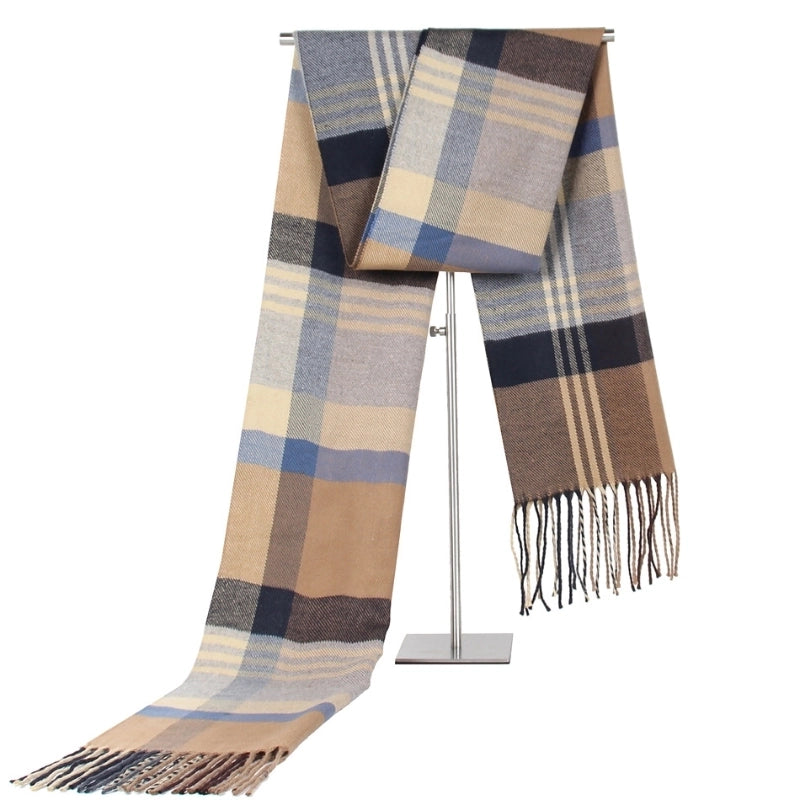 New Cashmere-like Warm Scarf Middle-aged And Elderly Striped Plaid Men's Scarf Gift Factory Direct Sales