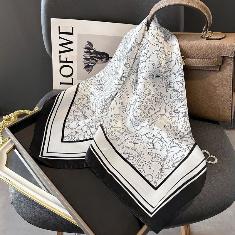 Women's Elegant Classic Style Flower Imitated Silk Silk Scarf