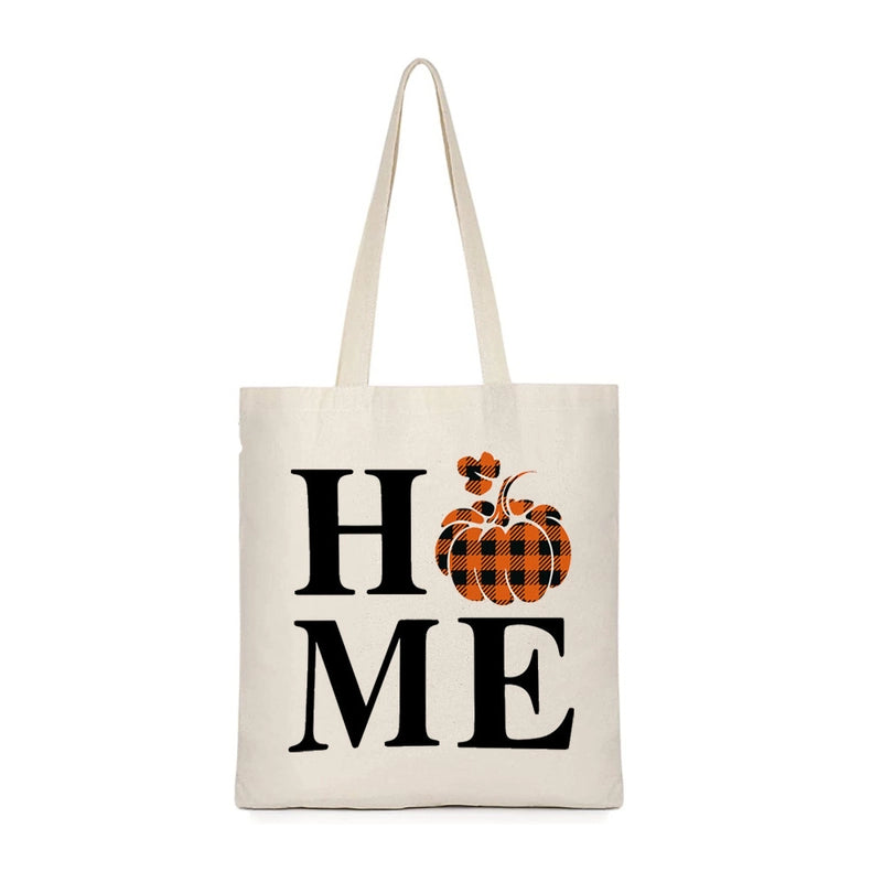 Halloween Women's Canvas Pumpkin Letter Cute Square Open Canvas Bag