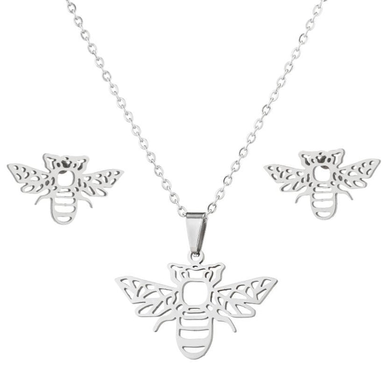Fashion Animal Stainless Steel Plating Earrings Necklace 1 Set