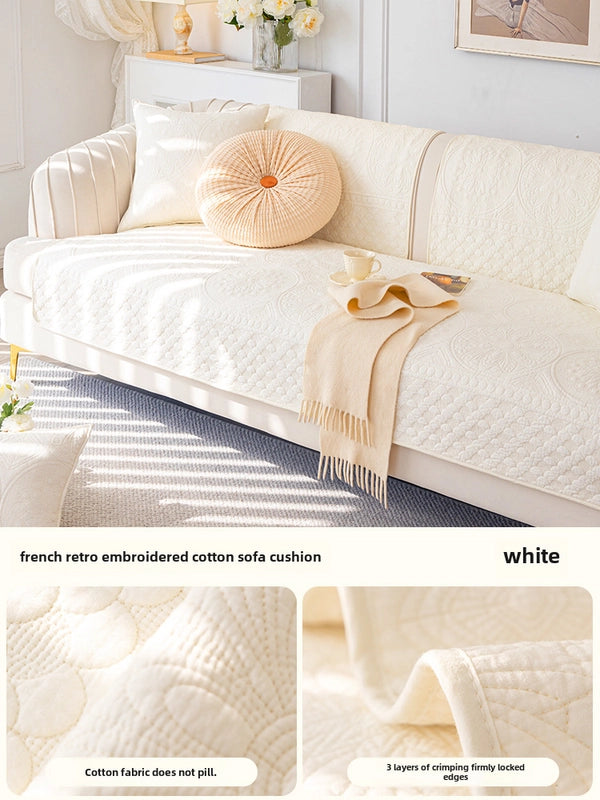 Cream Style Washing Cotton Sofa Cushion New Four Seasons Universal Sofa Cover Non-Slip Cushion Cover Cloth