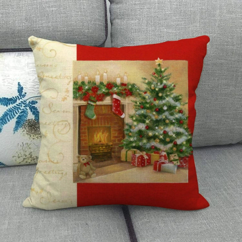 Christmas Casual Cartoon Linen Pillow Cases Couch & Sofa Decor