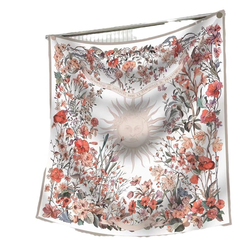 New High Quality Twill Forged Large Square Fashion 90*90cm Printed Silk Scarf Sunscreen Shawl Scarf