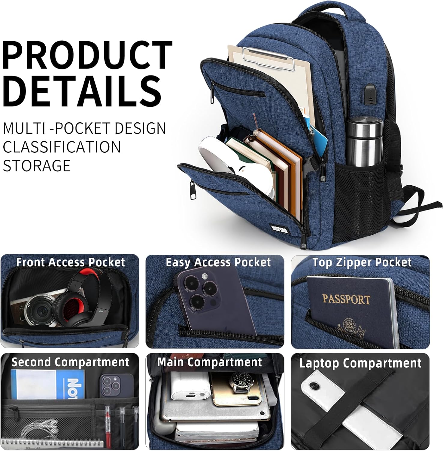 Black backpack for school, School Backpack for boys teens, Backpacks for men, College high middle school bookbag Fits15.6 Inch Laptop with USB Charging Port, Boys backpack, Book bag