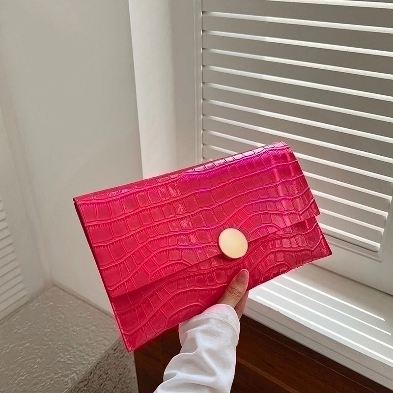 Gold Silver Black Pu Leather Solid Color Square Evening Bags