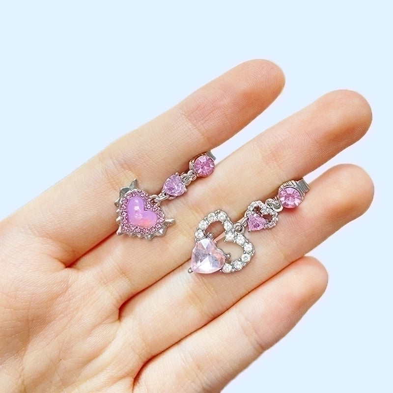 Cute Wedding Bridal Star Heart Shape Stainless Steel Alloy Copper Plating Inlay Artificial Crystal Agate Zircon 14k Gold Plated Silver Plated Belly Ring