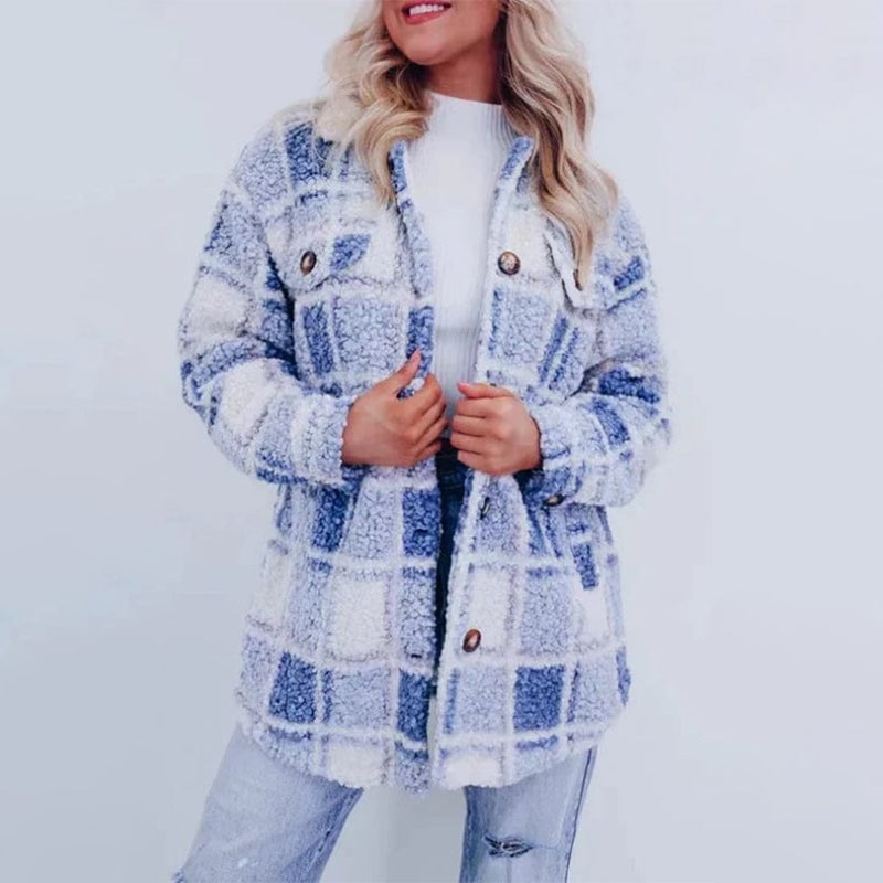 💥Women’s Teddy Plaid Shacket🍂