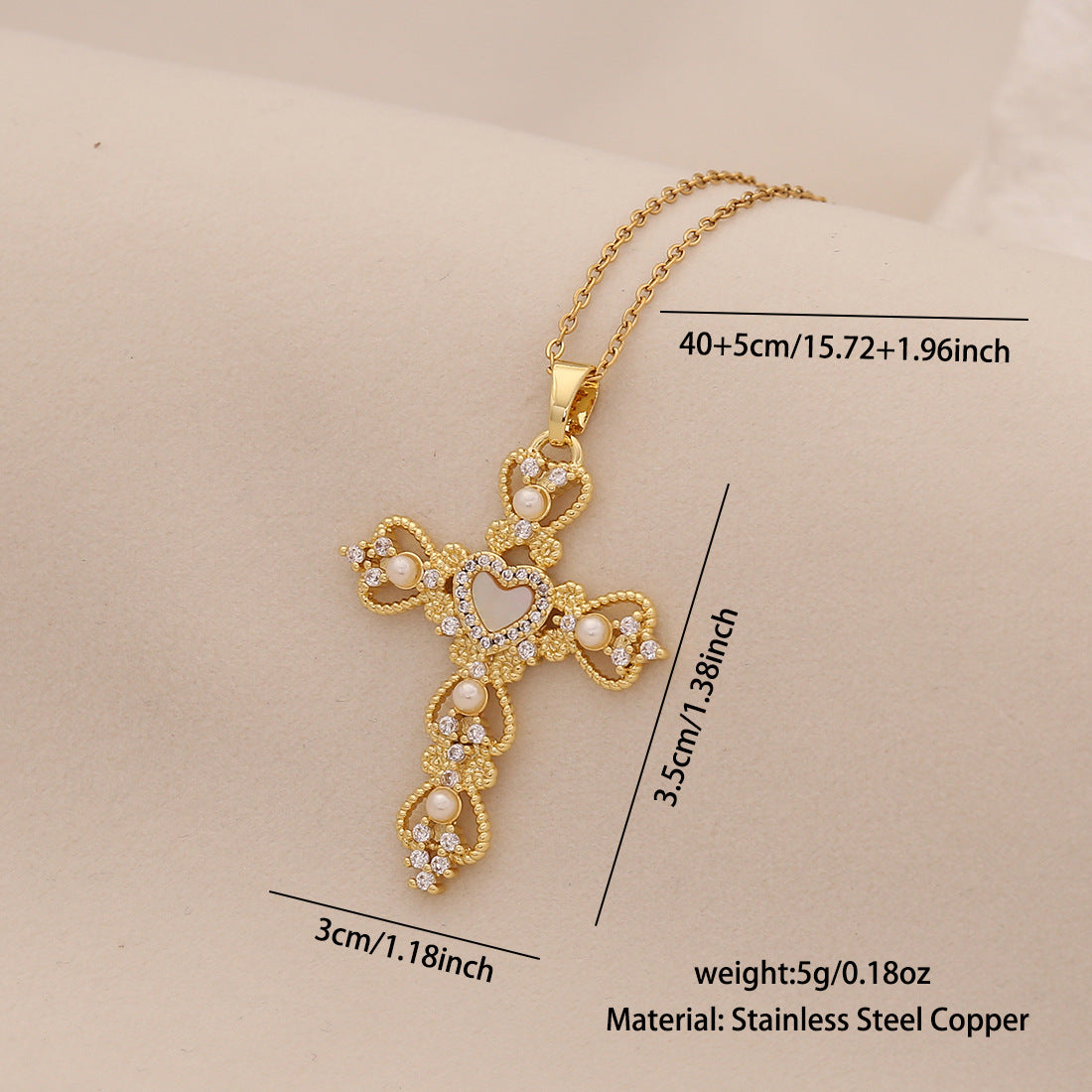 Pearl Cross Pendant Necklace Personalized Stainless Steel Clavicle Chain Trendy Necklace N1527