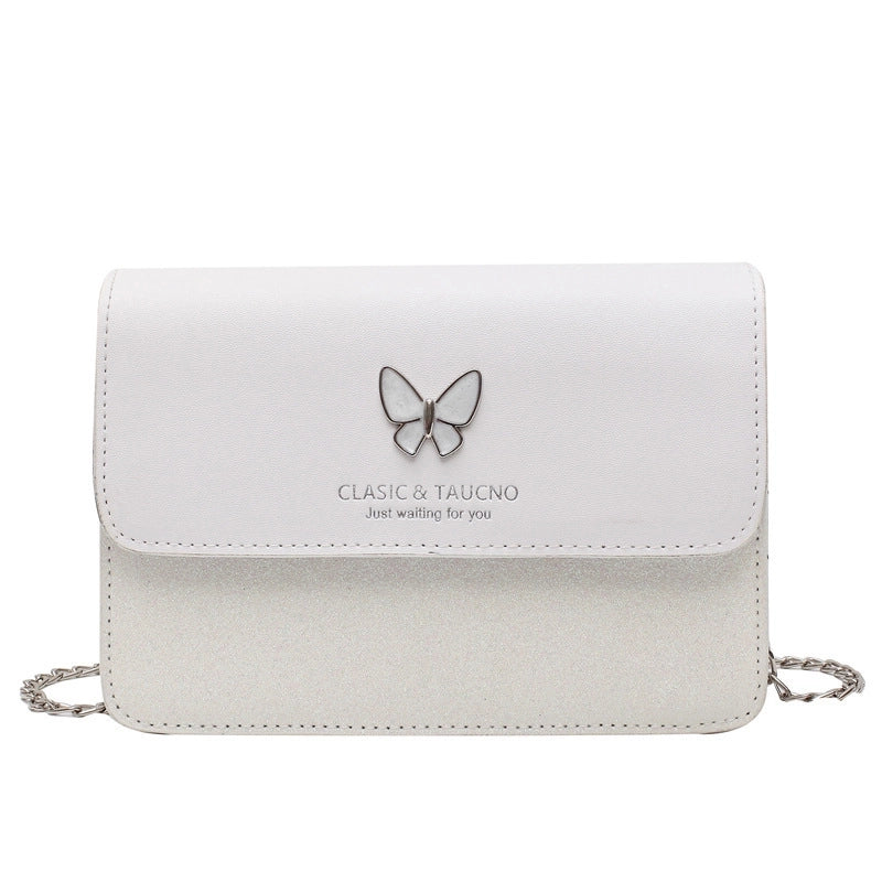 Women's Small Pu Leather Letter Butterfly Vintage Style Square Magnetic Buckle Crossbody Bag