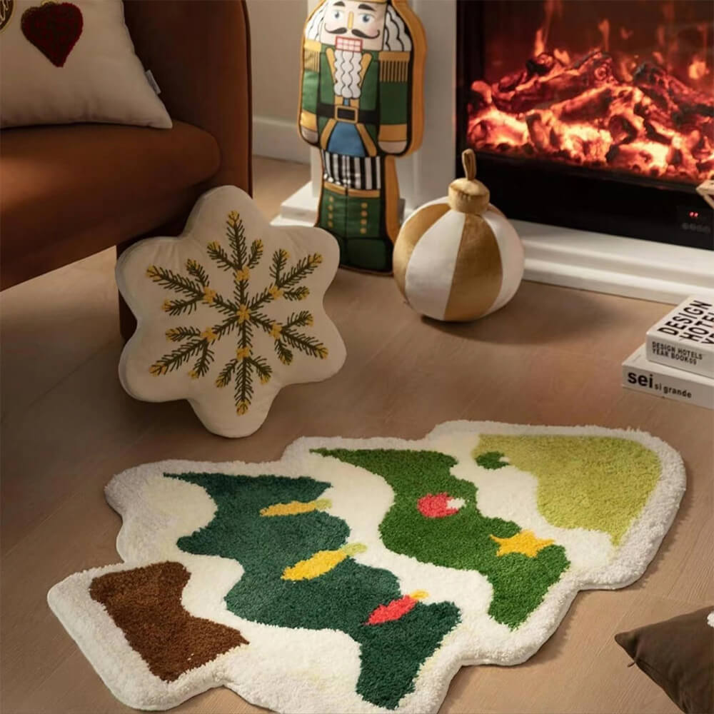 Christmas Tree Shaped Thick Soft Multi-Purpose Non-Slip Decorative Home Rug