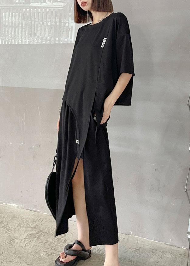 2021 Black Short Top High Waist Slim Skirt Two Piece Set