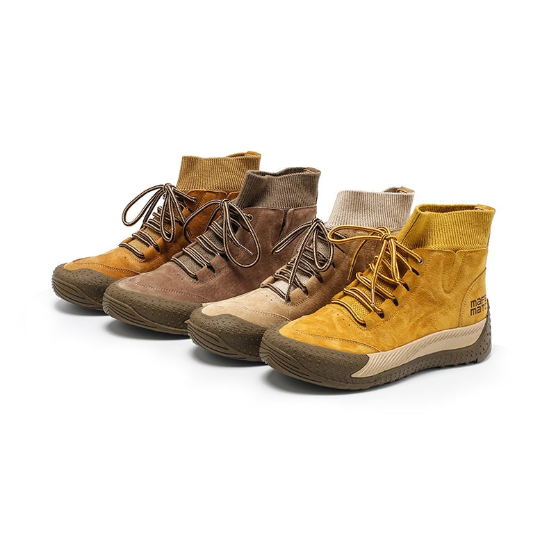 Handmade Retro Nubuck Leather Martin Boots Designer Retro Chunky Boots