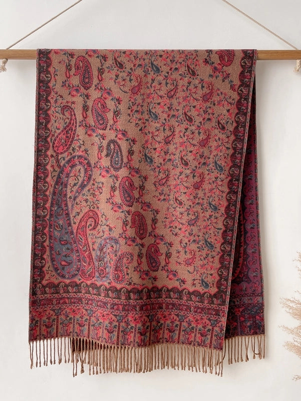 New Ethnic Style Vintage Tassel Shawl Autumn And Winter External Dual-Use Scarf Women's Travel Vacation Photo Cape