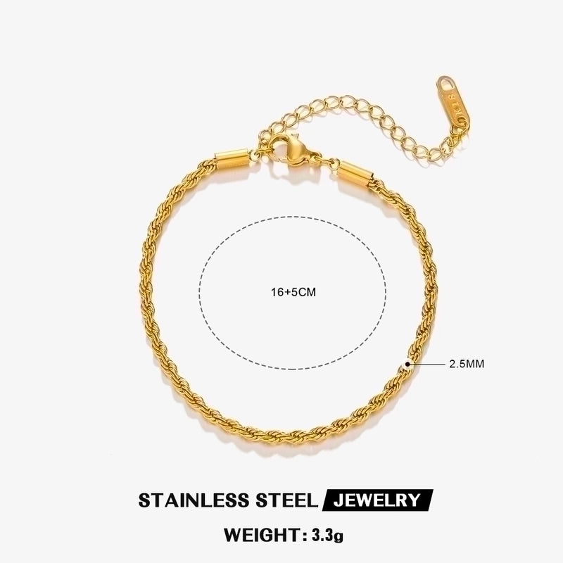 IG Style Minimalist Twist 304 Stainless Steel 18K Gold Plated Bracelets In Bulk