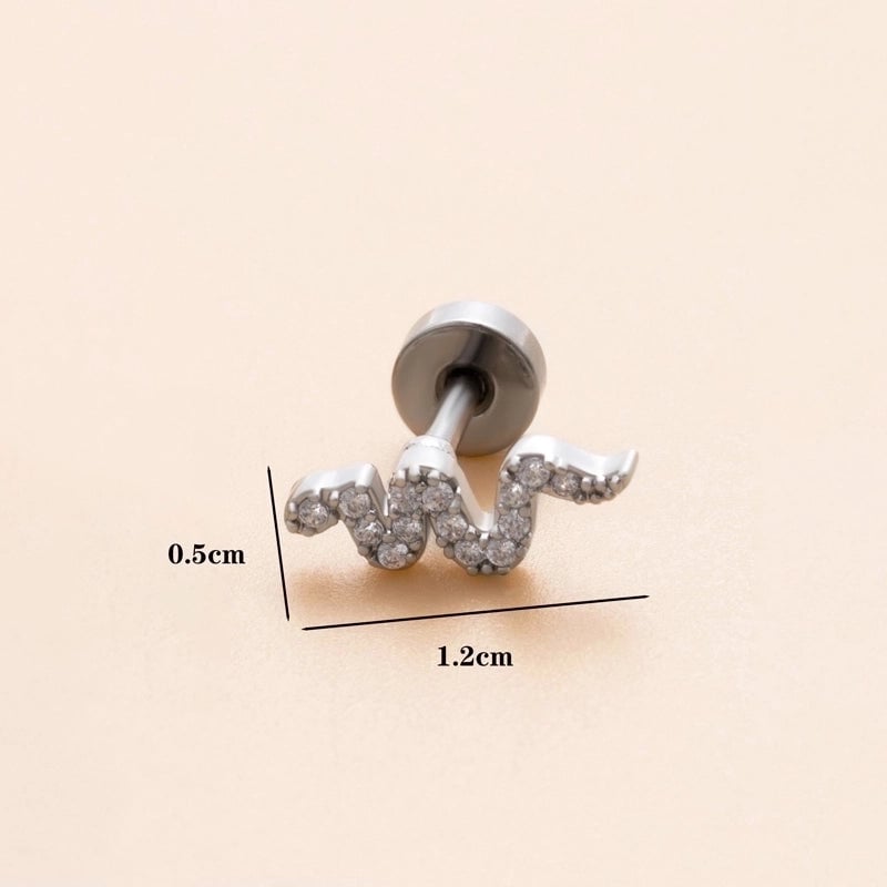 1 Piece Ear Cartilage Rings & Studs Minimalist Classic Style Heart Shape Snake Butterfly Copper Polishing Inlay Zircon 18K Gold Plated Ear Cartilage Rings & Studs