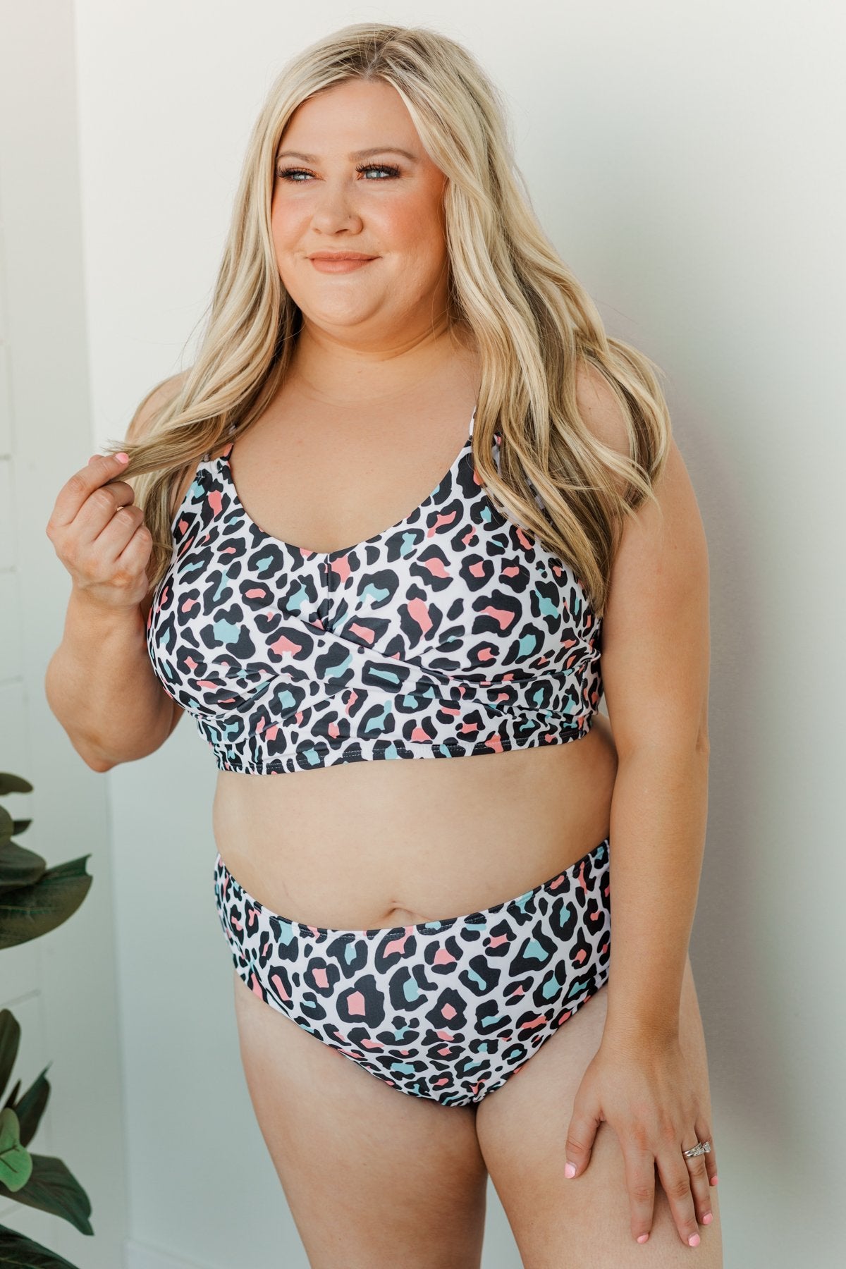 Bask In The Sun Mid-Rise Swim Bottoms- Multi-Color Leopard