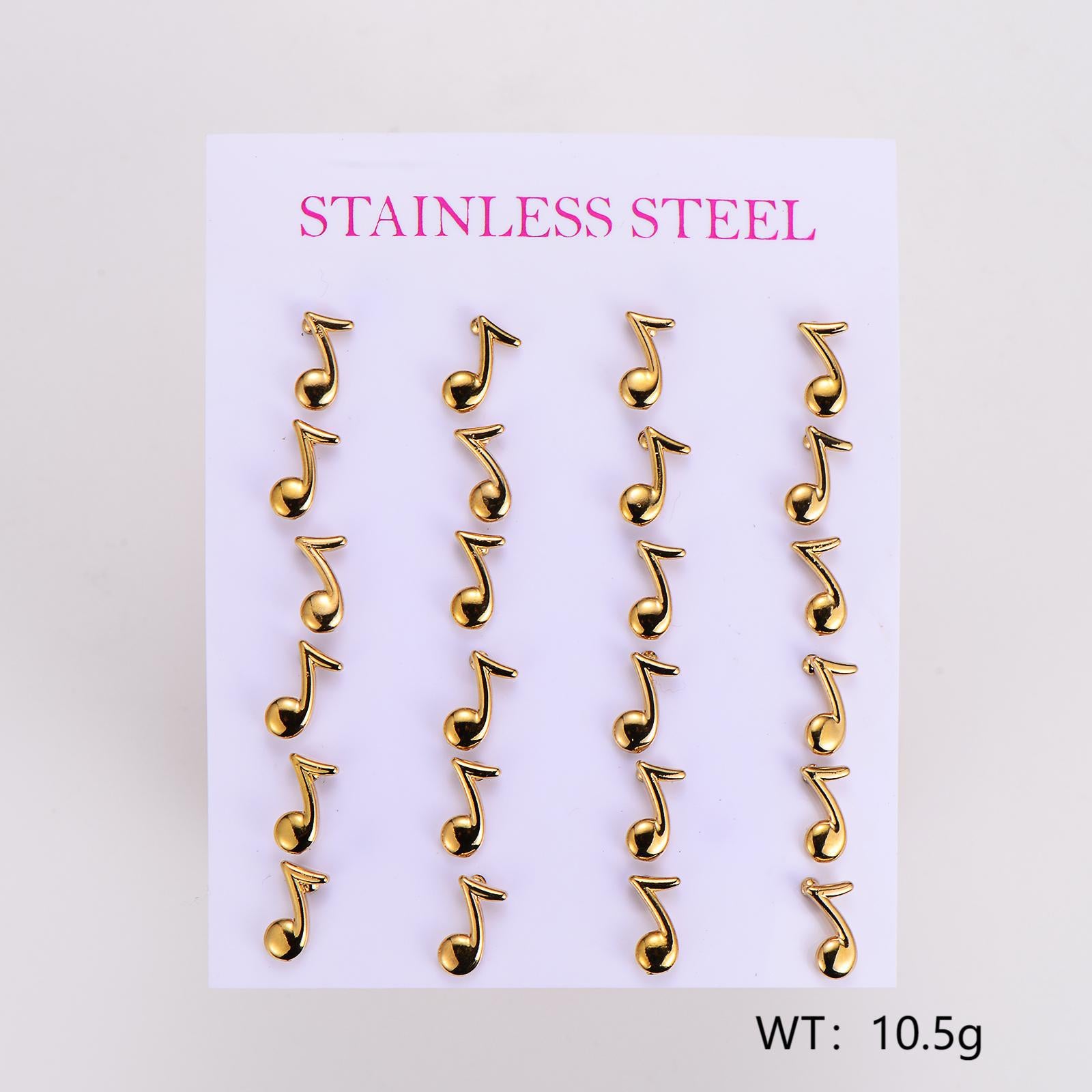 Aml Stainless Steel Musical Note Flower Earrings Niche Simple Irregular Earrings Small Female
