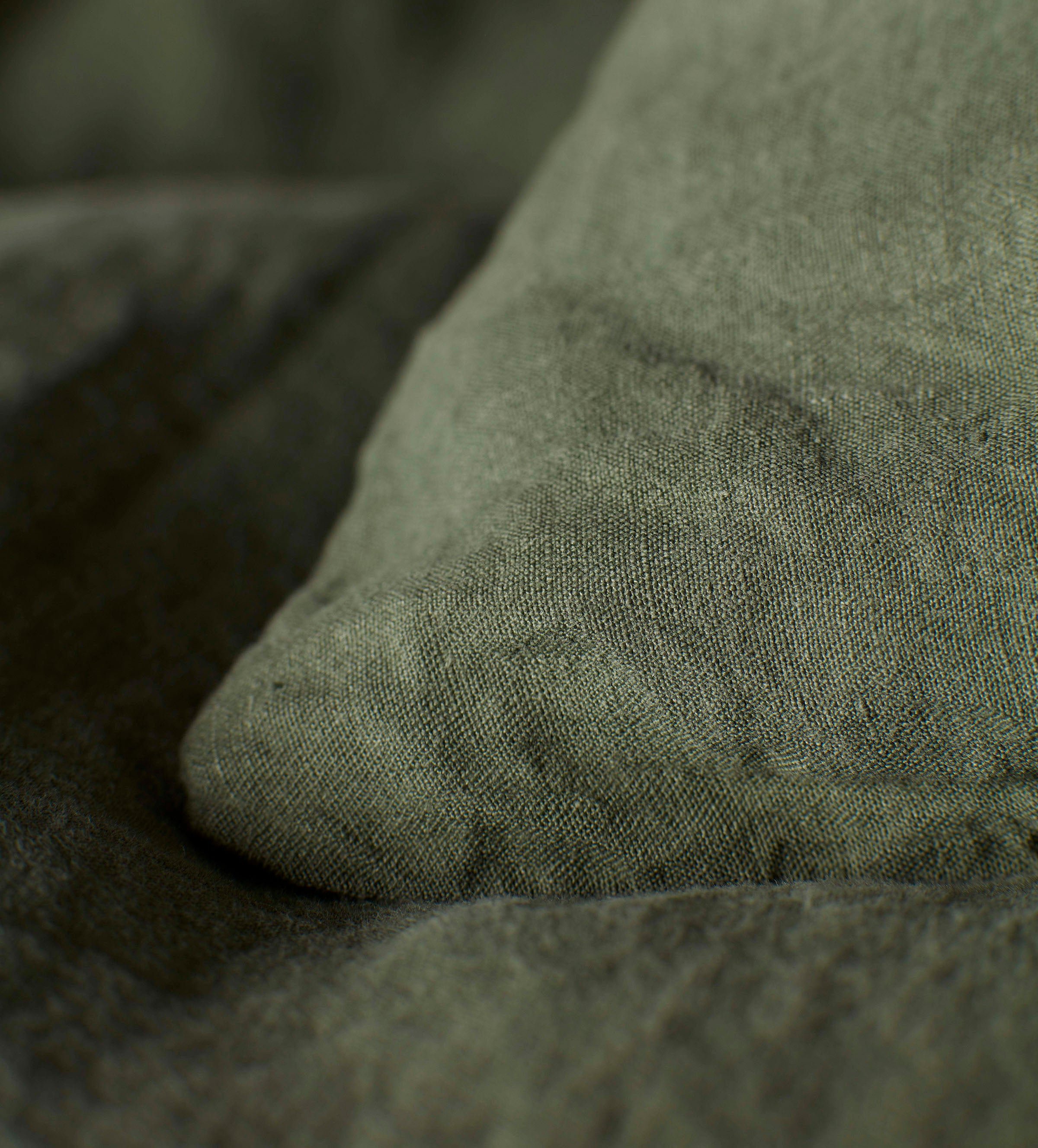 Olive Green 100% Linen Housewife Pillowcase