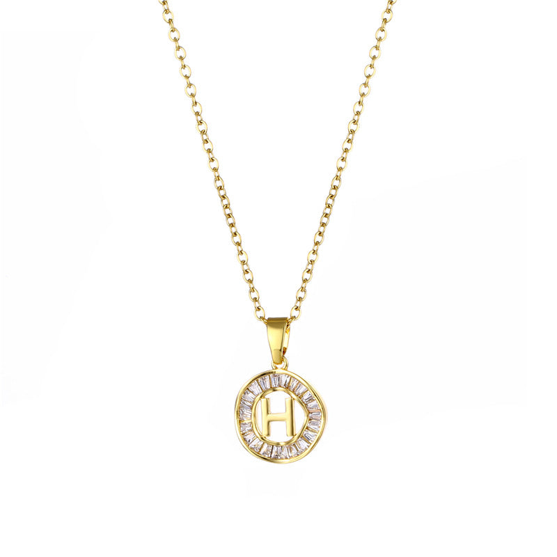 Natural Letter Text Number Stainless Steel Electroplating Necklaces