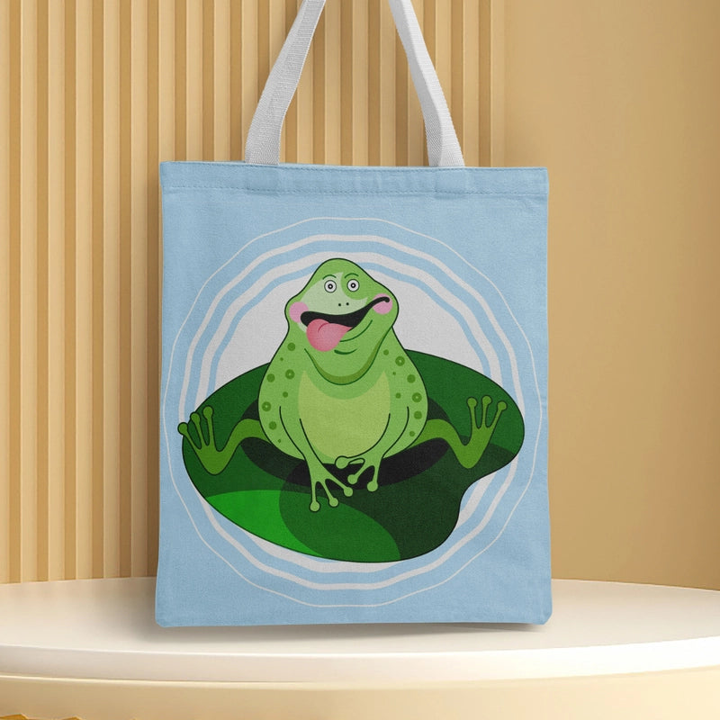 Women's Medium Canvas Frog Basic Classic Style Square Open Canvas Bag