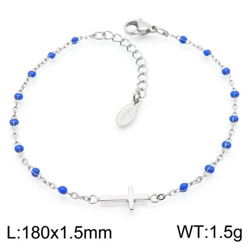 Minimalist Classic Style Cross Titanium Steel 18K Gold Plated Bracelets In Bulk