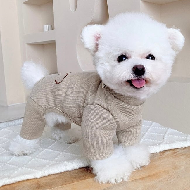 Bear Printed Buttoned Dog Jumpsuits