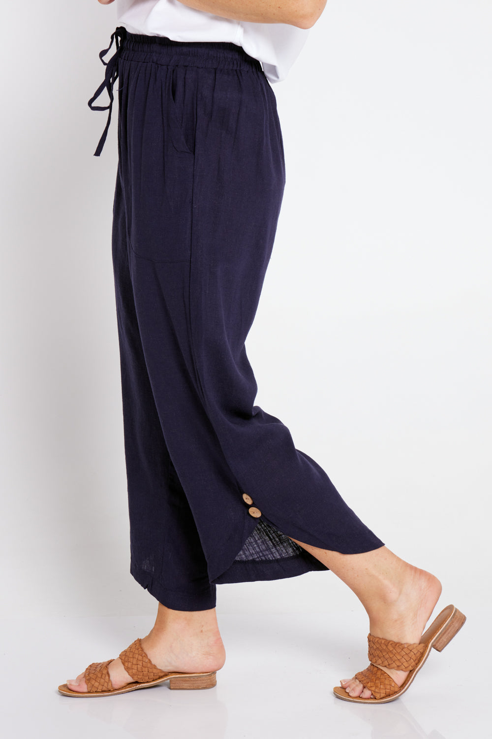 Cartia Linen Pants - Navy