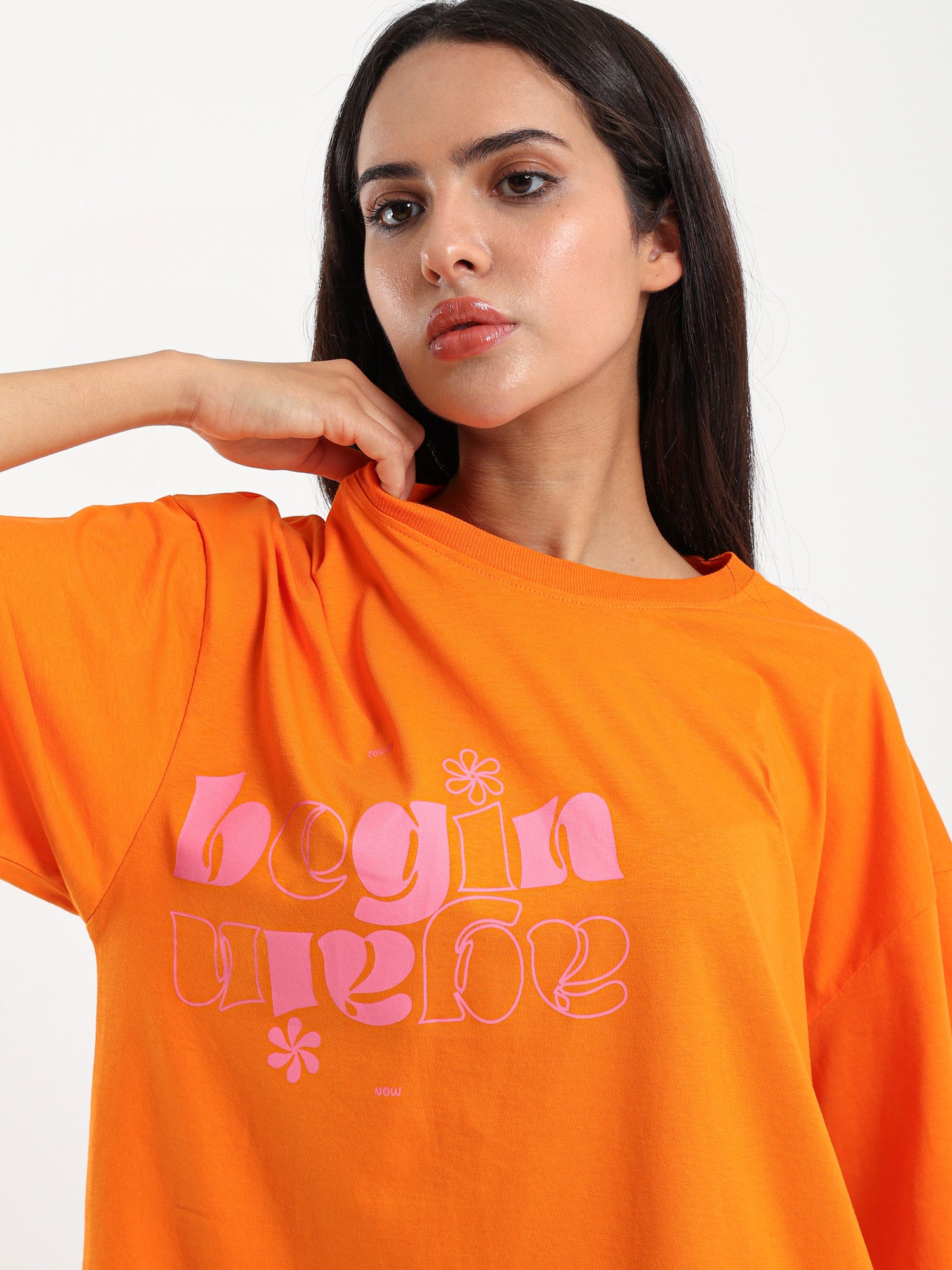Begin Again Printed Oversized Tee
